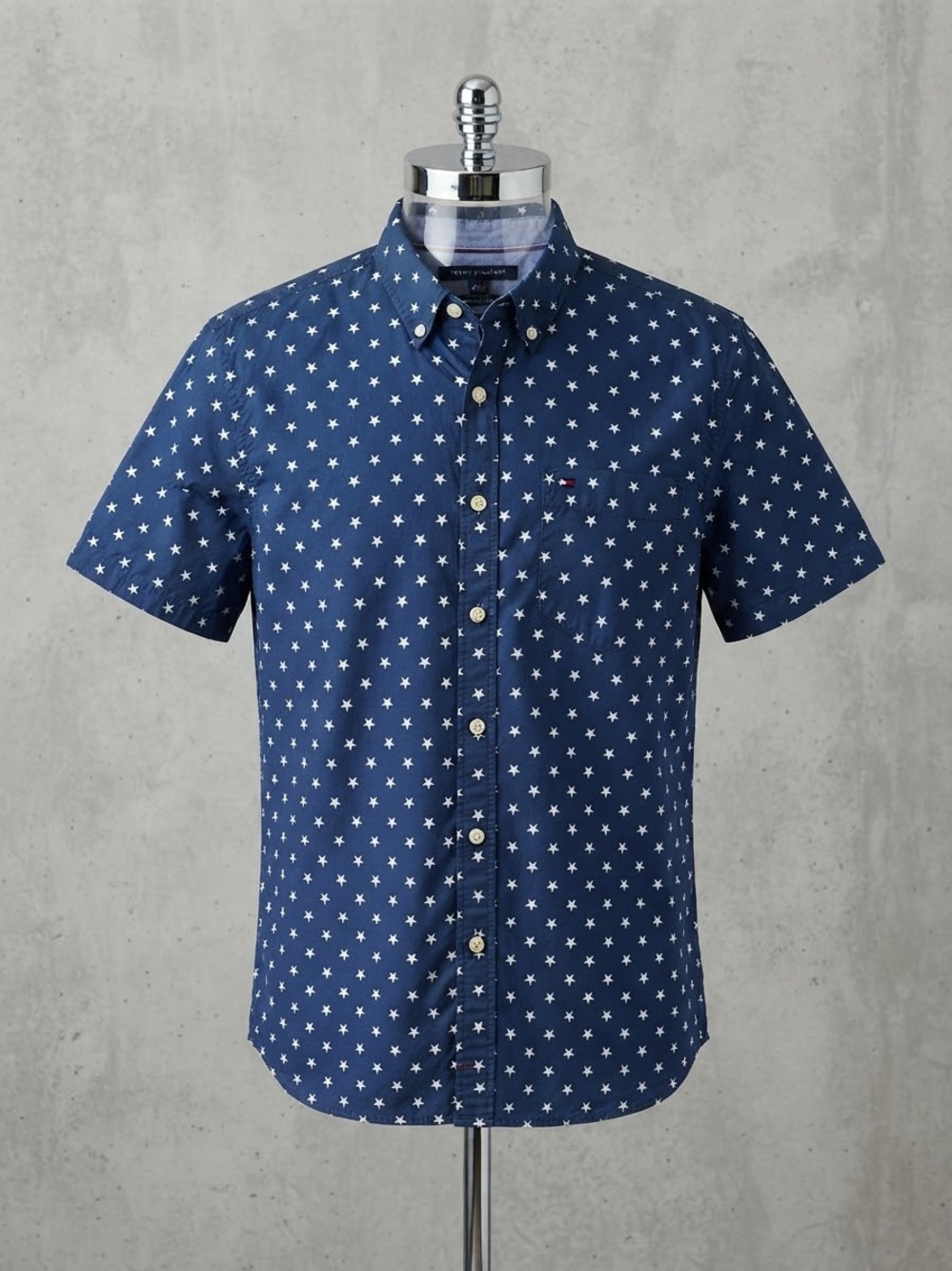 Men's Tommy Hilfiger Short Sleeve Navy Star Print Button-Down Shirt